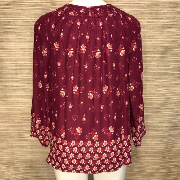 Lucky Brand Magenta Floral Boho Peasant Shirt E1 - Picture 4 of 7
